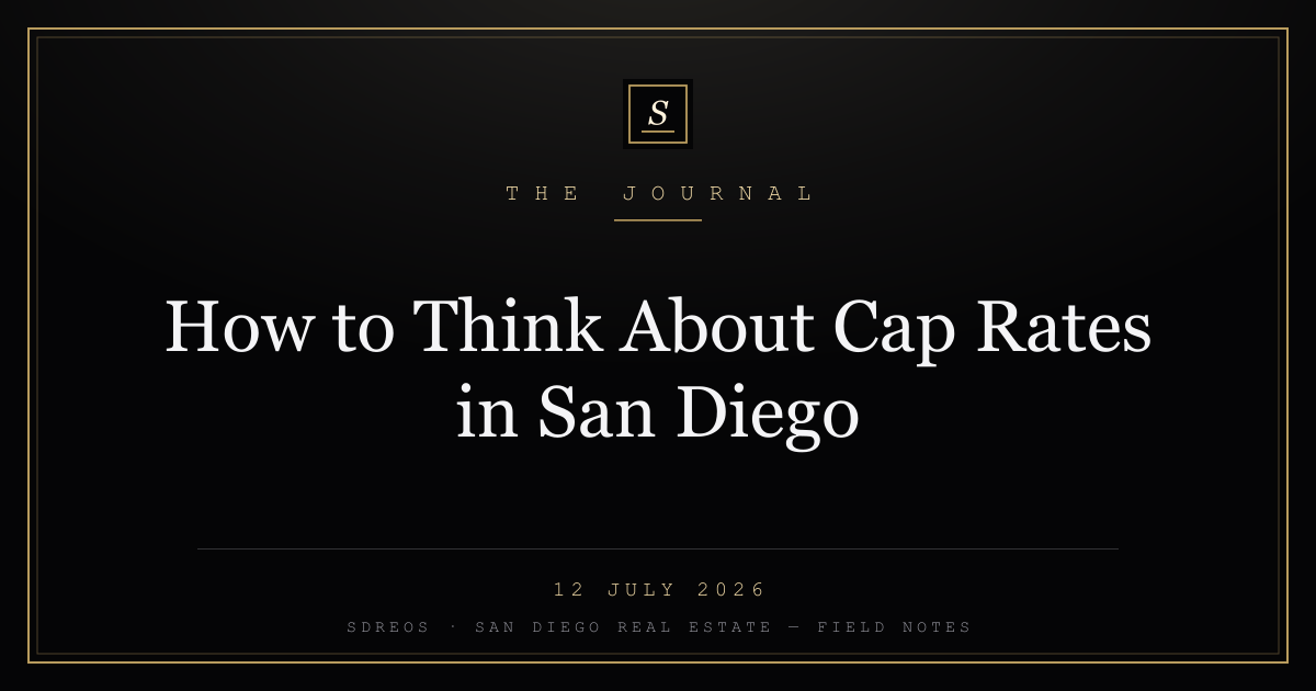 SDREOS branded cover card on cap-rate thinking in coastal markets
