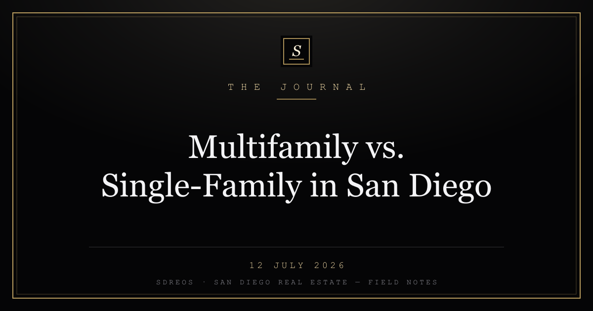 SDREOS branded cover card comparing multifamily and single-family models